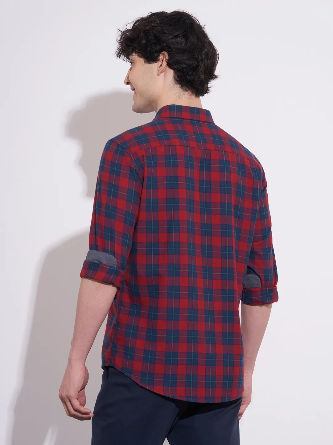 Red Regular Fit Regular Collar Men's Shirt by Being Human Clothing - Image 3