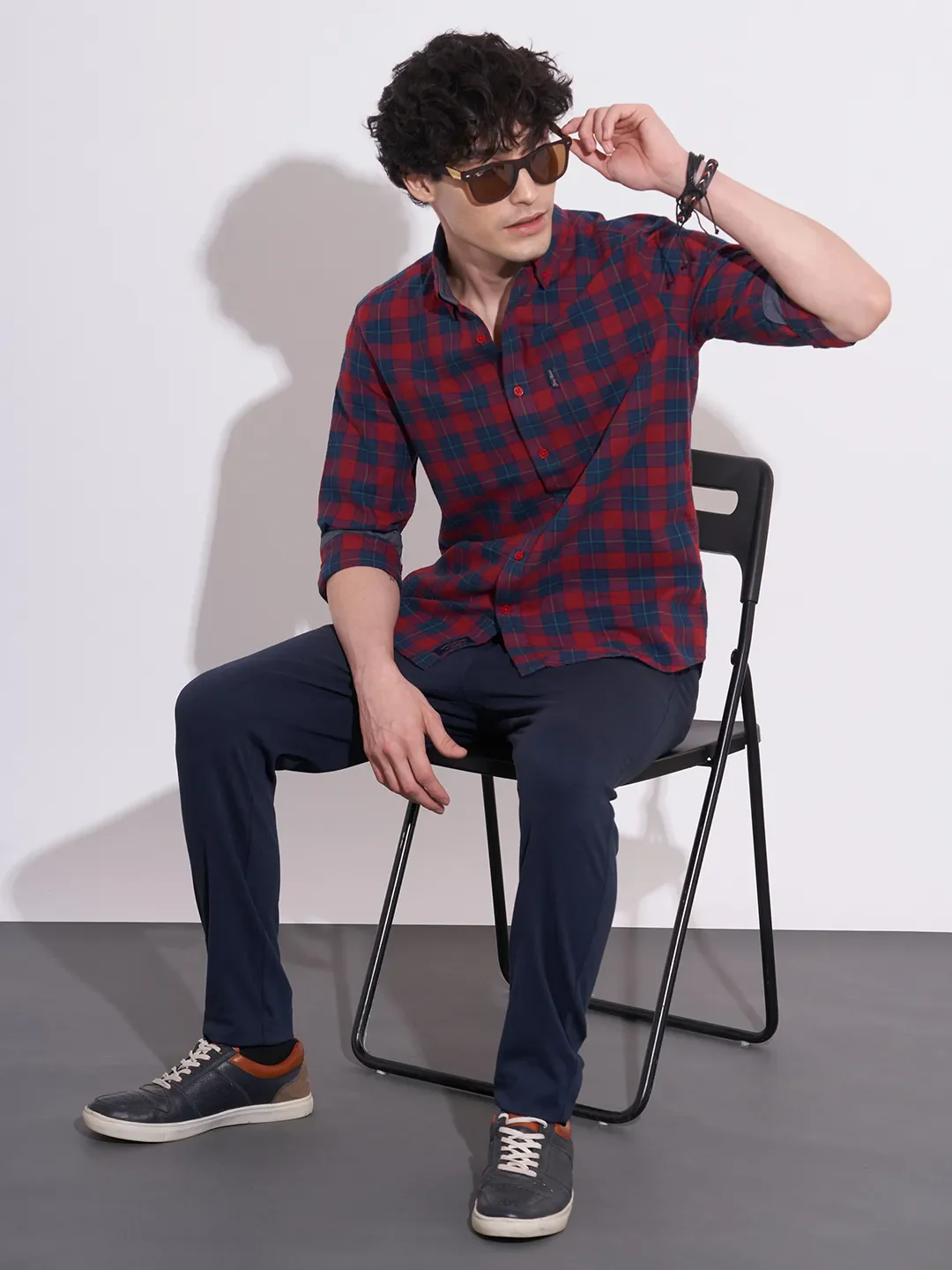 Red Regular Fit Regular Collar Men's Shirt by Being Human Clothing - Image 4