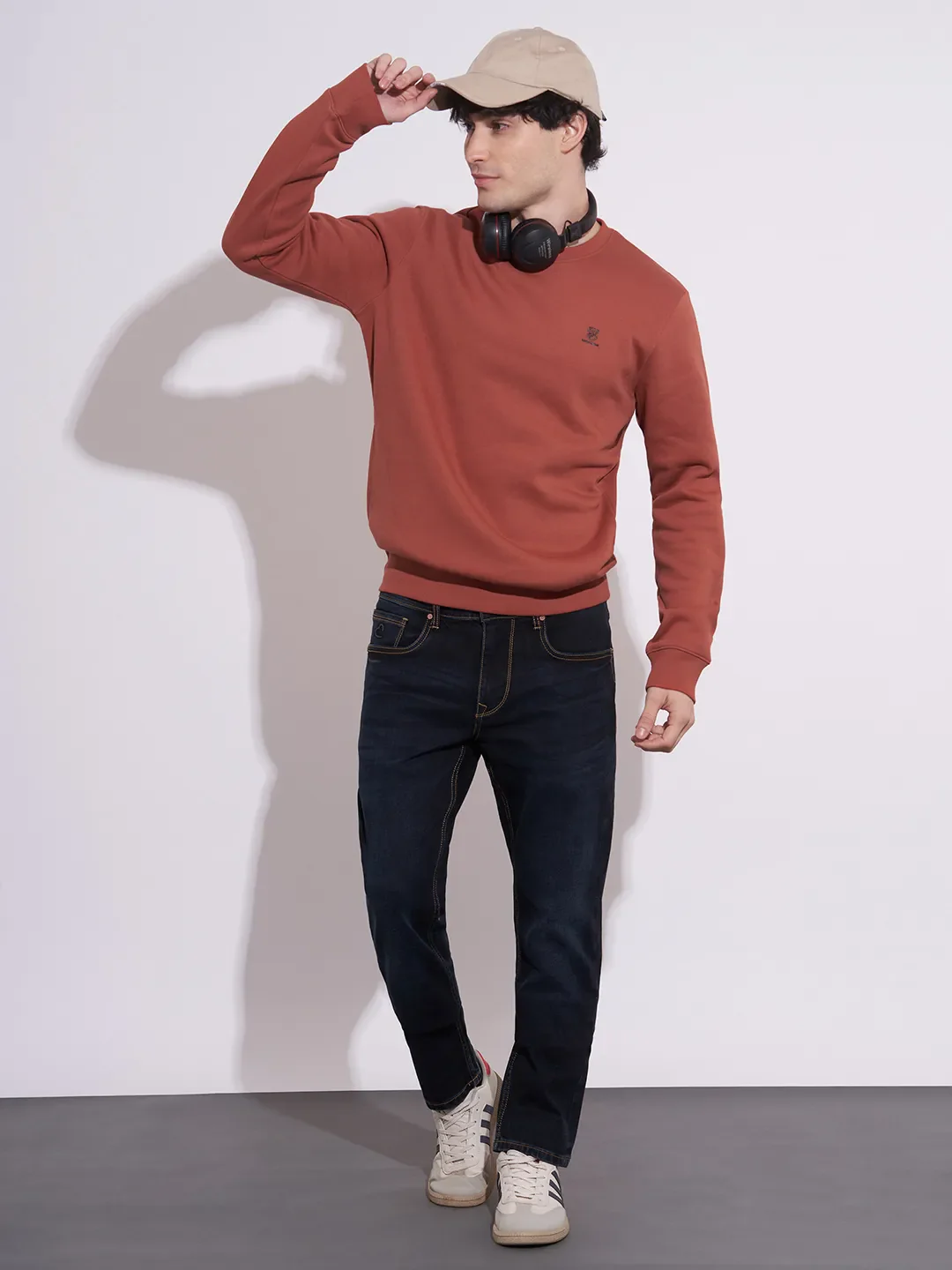 Red Regular Fit Round Neck Men's Sweatshirt by Being Human Clothing - Image 4