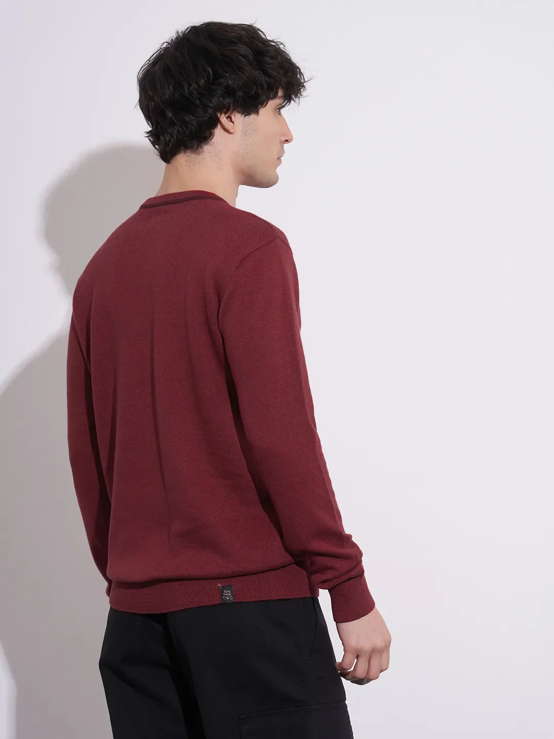 Red Regular Fit Round Neck Long Sleeves Men's Sweatshirt by Being Human Clothing - Image 3