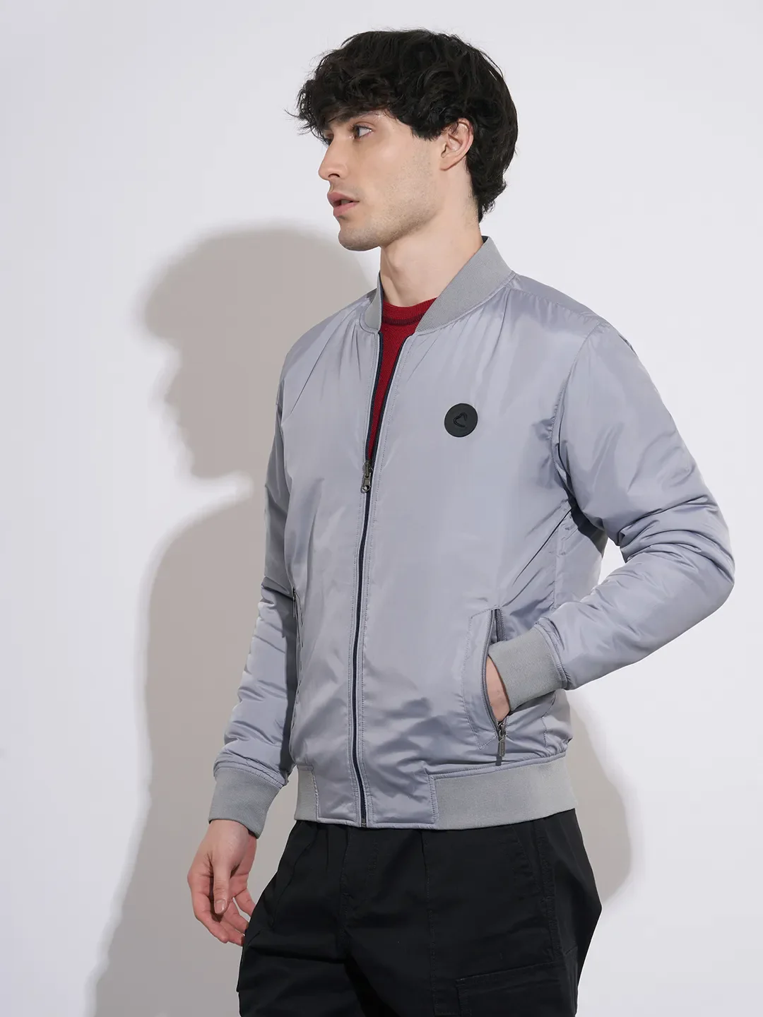 Silver Regular Fit Long Sleeves Polyester Men's Jacket by Being Human Clothing - Image 4