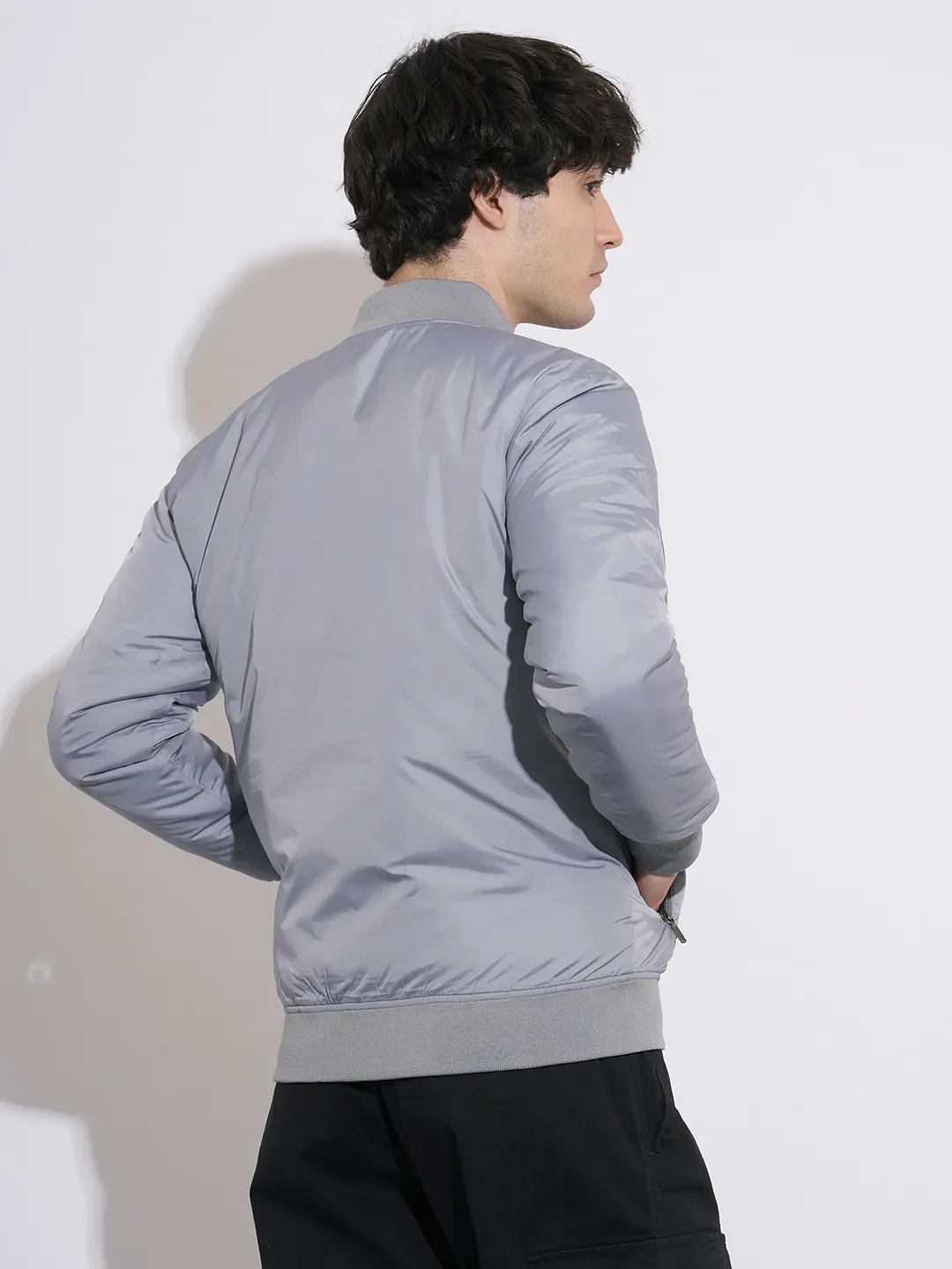 Silver Regular Fit Long Sleeves Polyester Men's Jacket by Being Human Clothing - Image 5