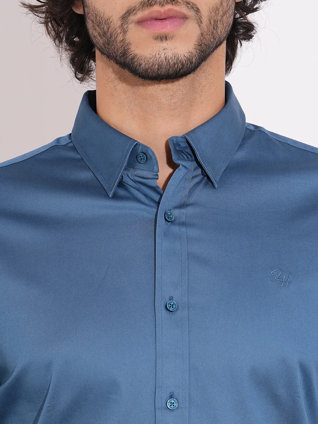 Teal Moderno Fit Regular Collar Men's Shirt by Being Human Clothing - Image 5