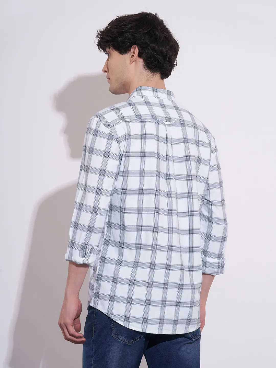 White Regular Fit Regular Collar Men's Shirt by Being Human Clothing - Image 3