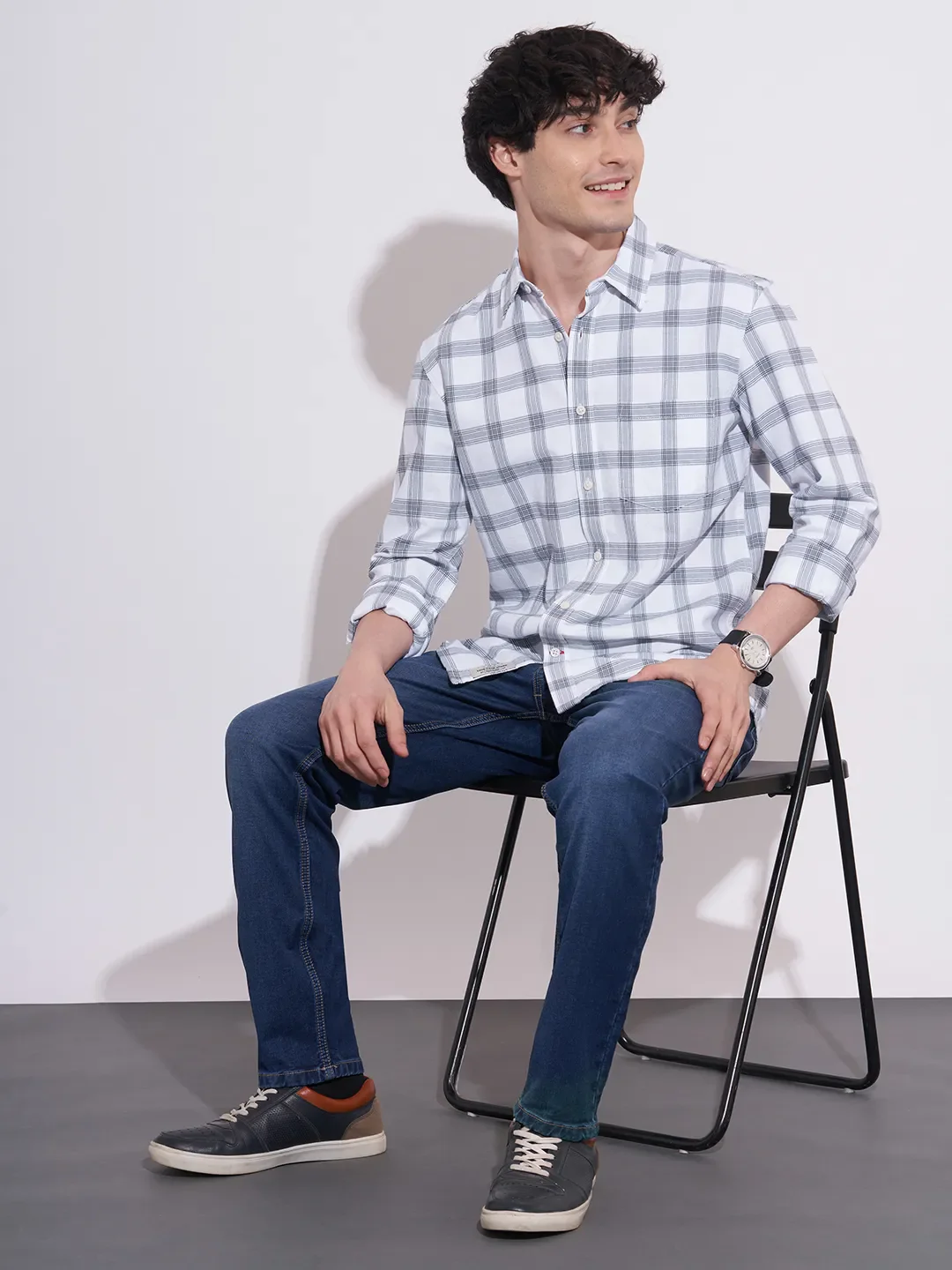 White Regular Fit Regular Collar Men's Shirt by Being Human Clothing - Image 4