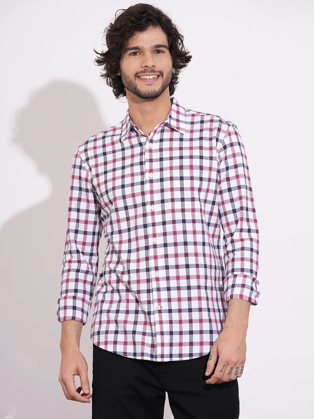 White Regular Fit Men's Shirt by Being Human Clothing