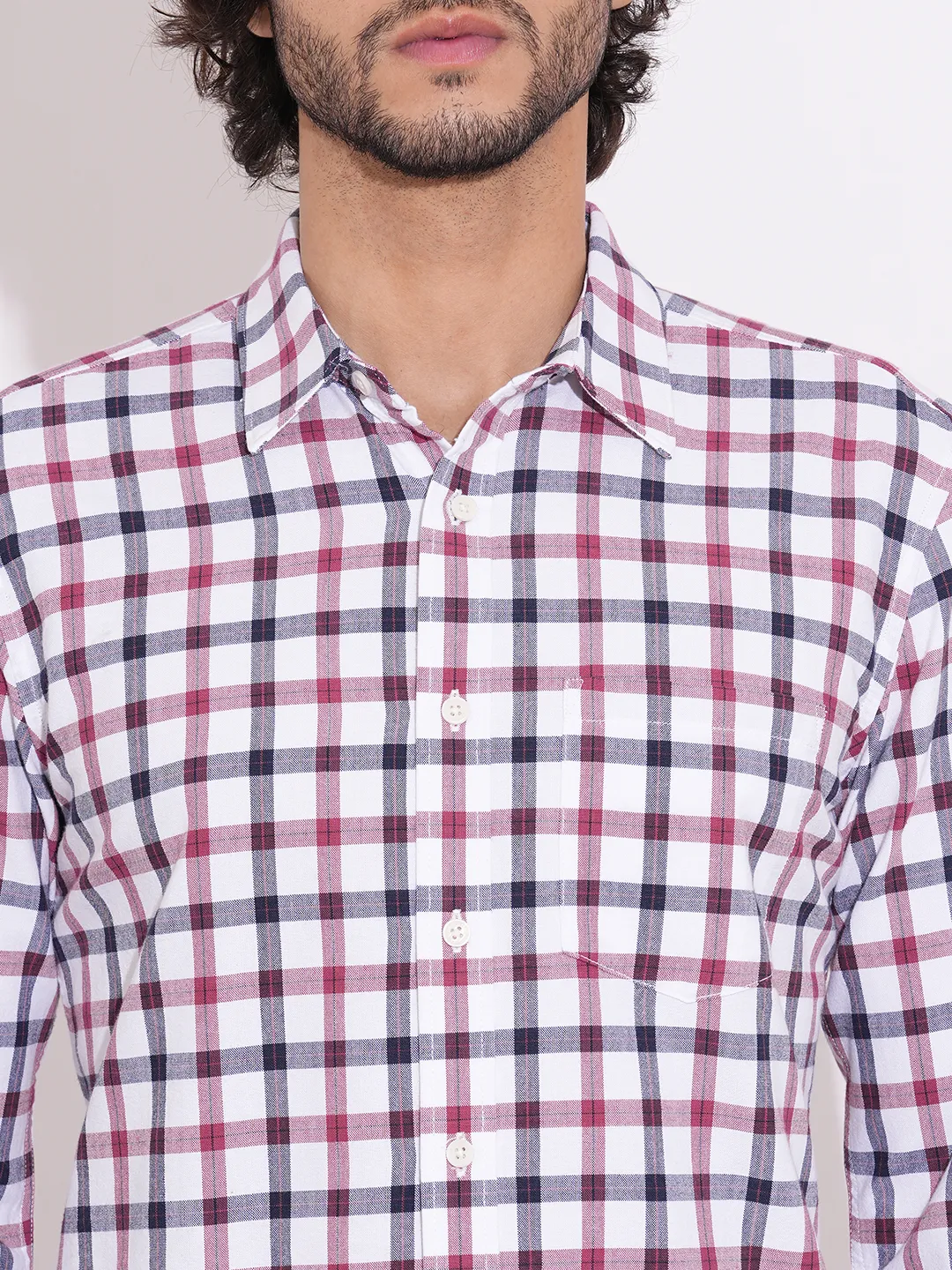White Regular Fit Men's Shirt by Being Human Clothing - Image 5