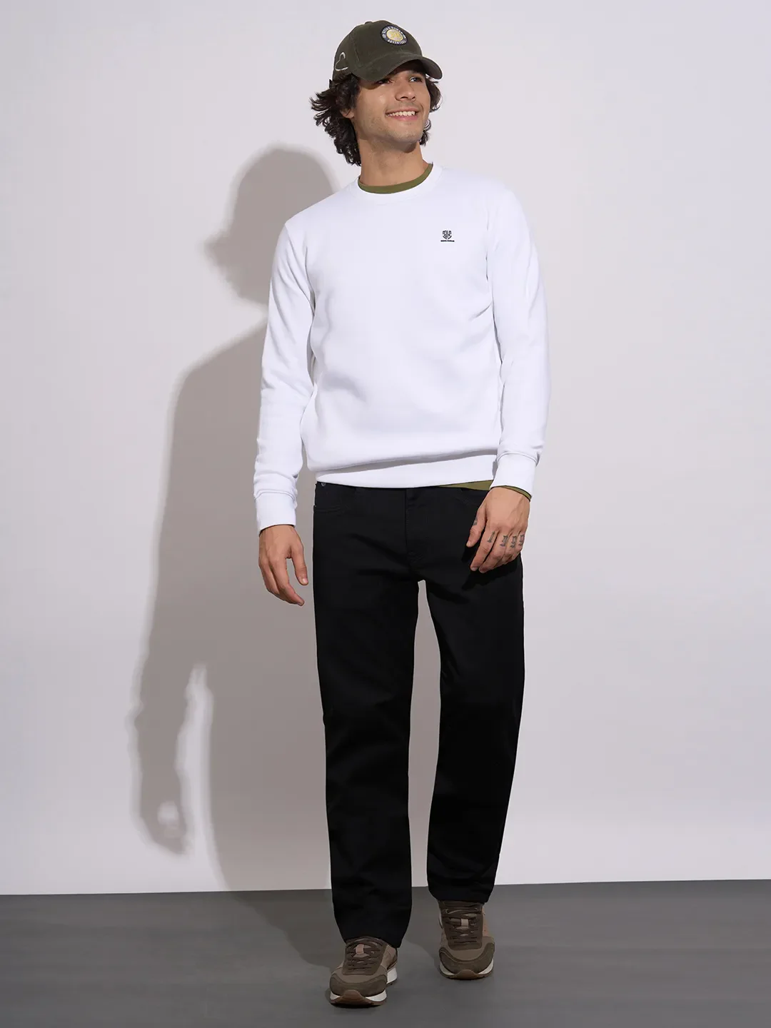 White Regular Fit Round Neck Long Sleeves Cotton Blend Men's Sweatshirt by Being Human Clothing - Image 4