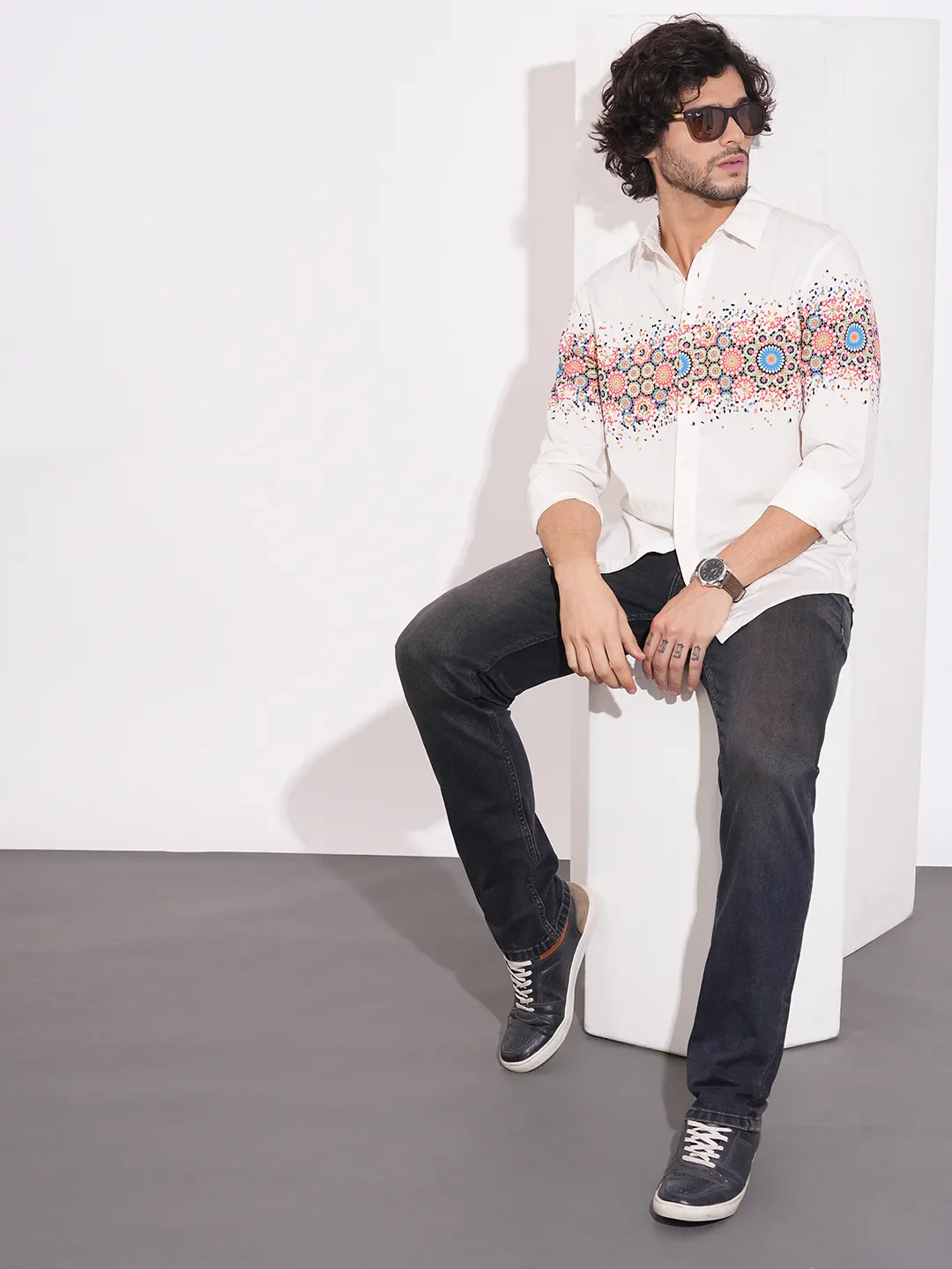 White Moderno Fit Regular Collar Men's Shirt by Being Human Clothing - Image 4