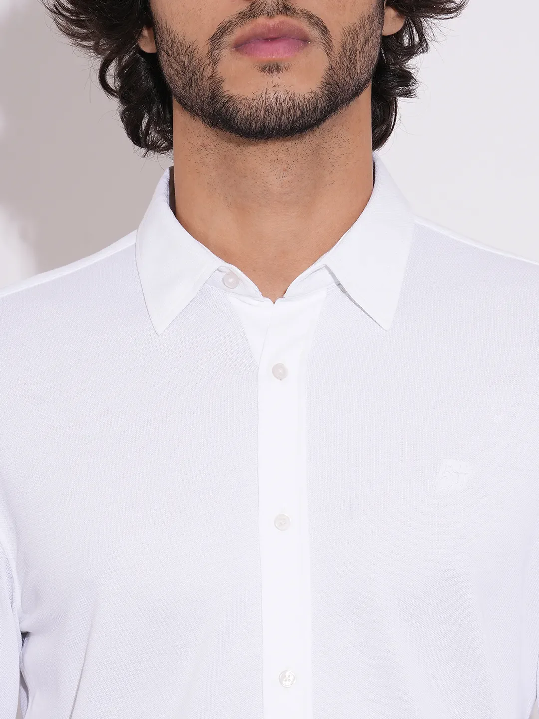 White Regular Fit Regular Collar Men's Shirt by Being Human Clothing - Image 5