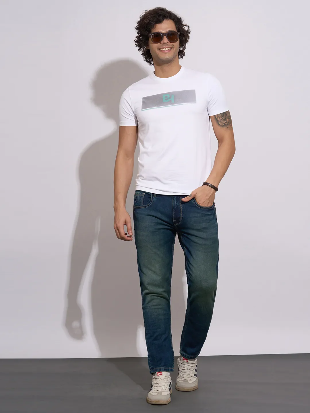 White Moderno Fit Round Neck Men's T-Shirt by Being Human Clothing - Image 4