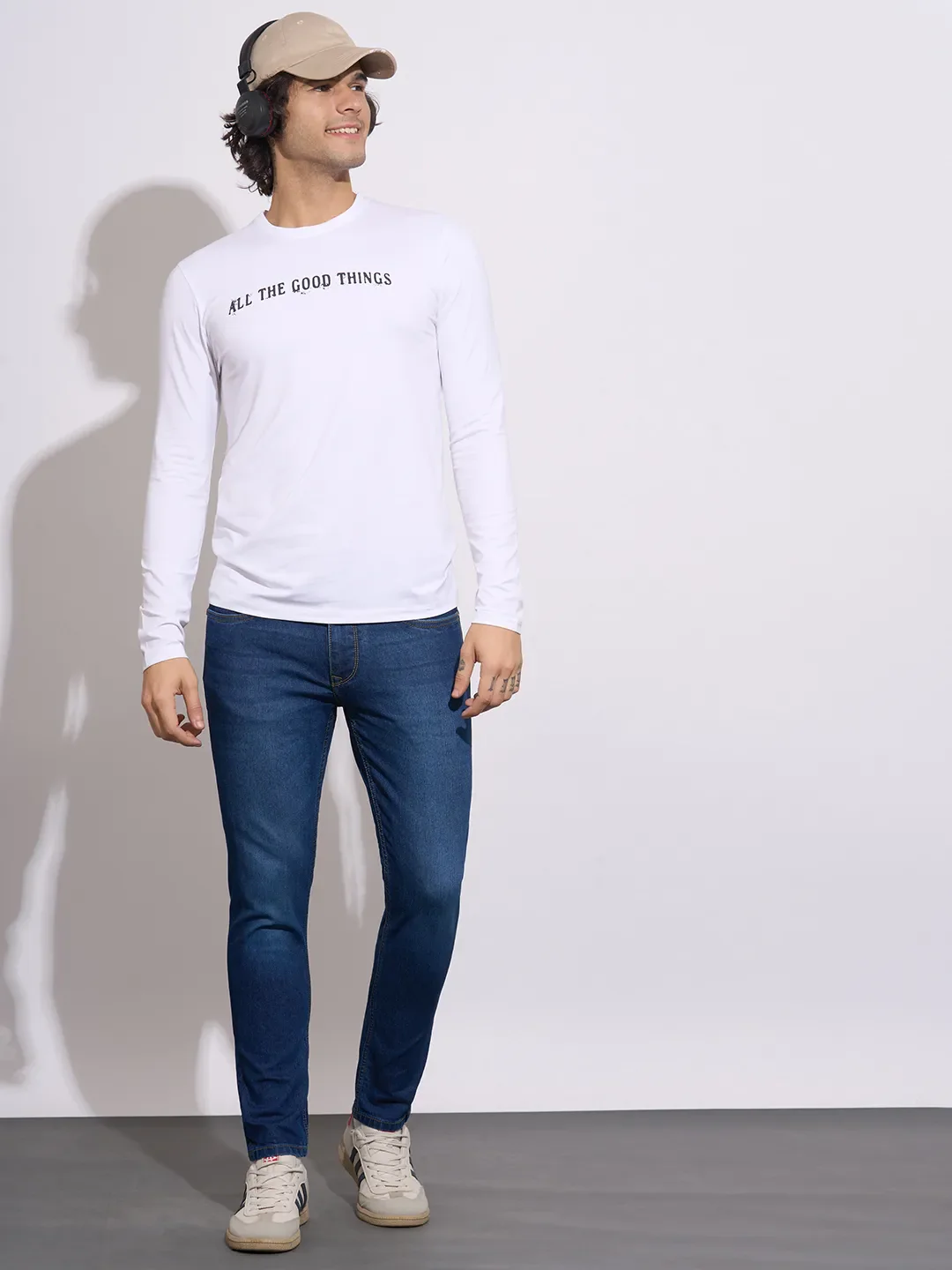 White Moderno Fit Round Neck Men's T-Shirt by Being Human Clothing - Image 4