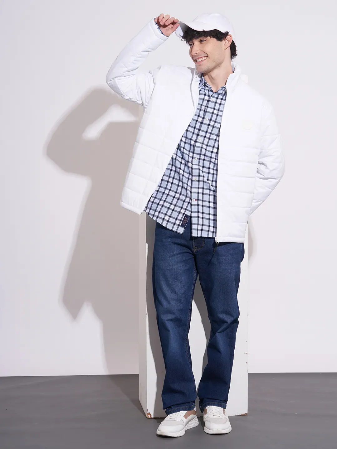 White Regular Fit Men's Jacket by Being Human Clothing - Image 4