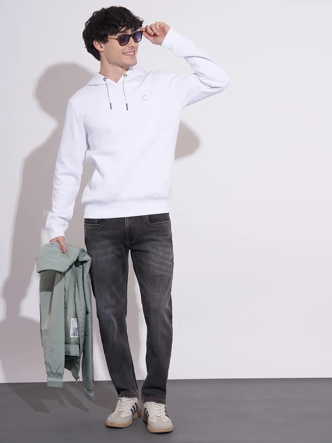 White Regular Fit Men's Hoodie by Being Human Clothing - Image 4
