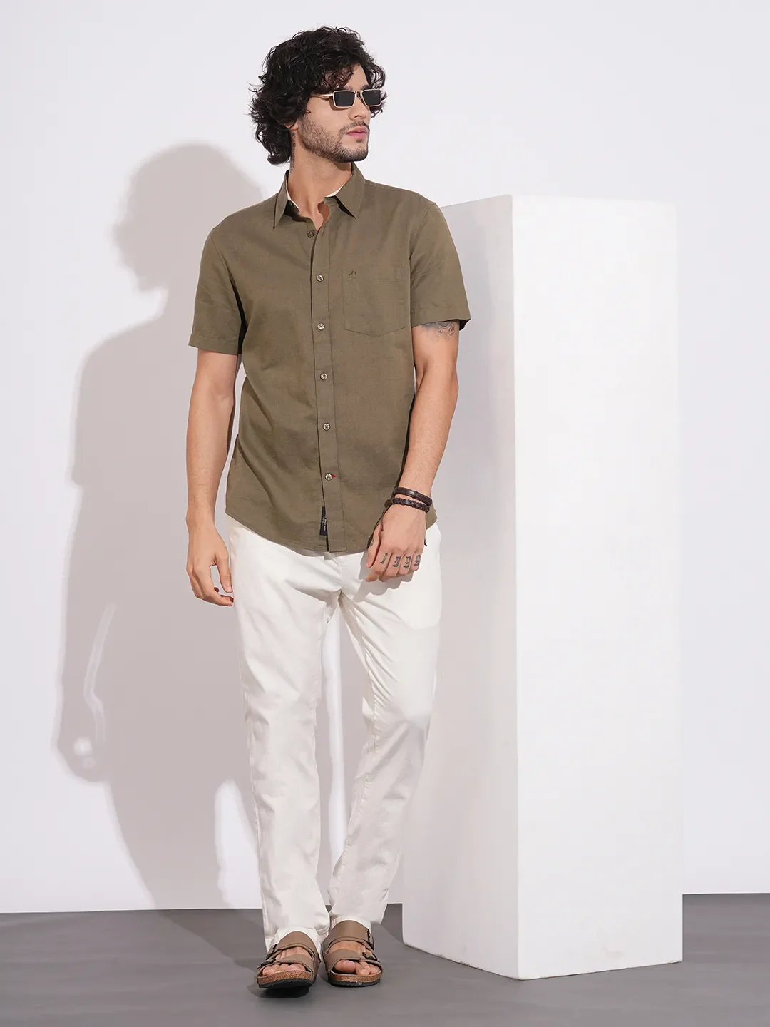 White Regular Fit Chinos For Men By Being Human Clothing - Image 4