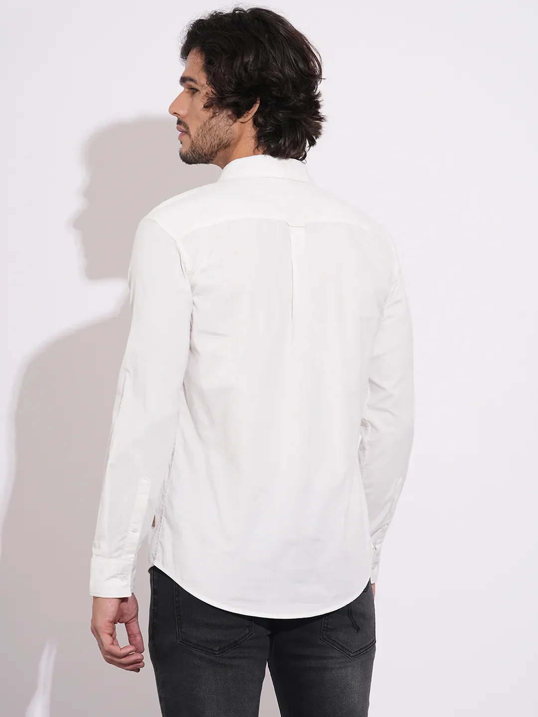 White Moderno Fit Regular Collar Long Sleeves Cotton Men's Shirt by Being Human Clothing - Image 3