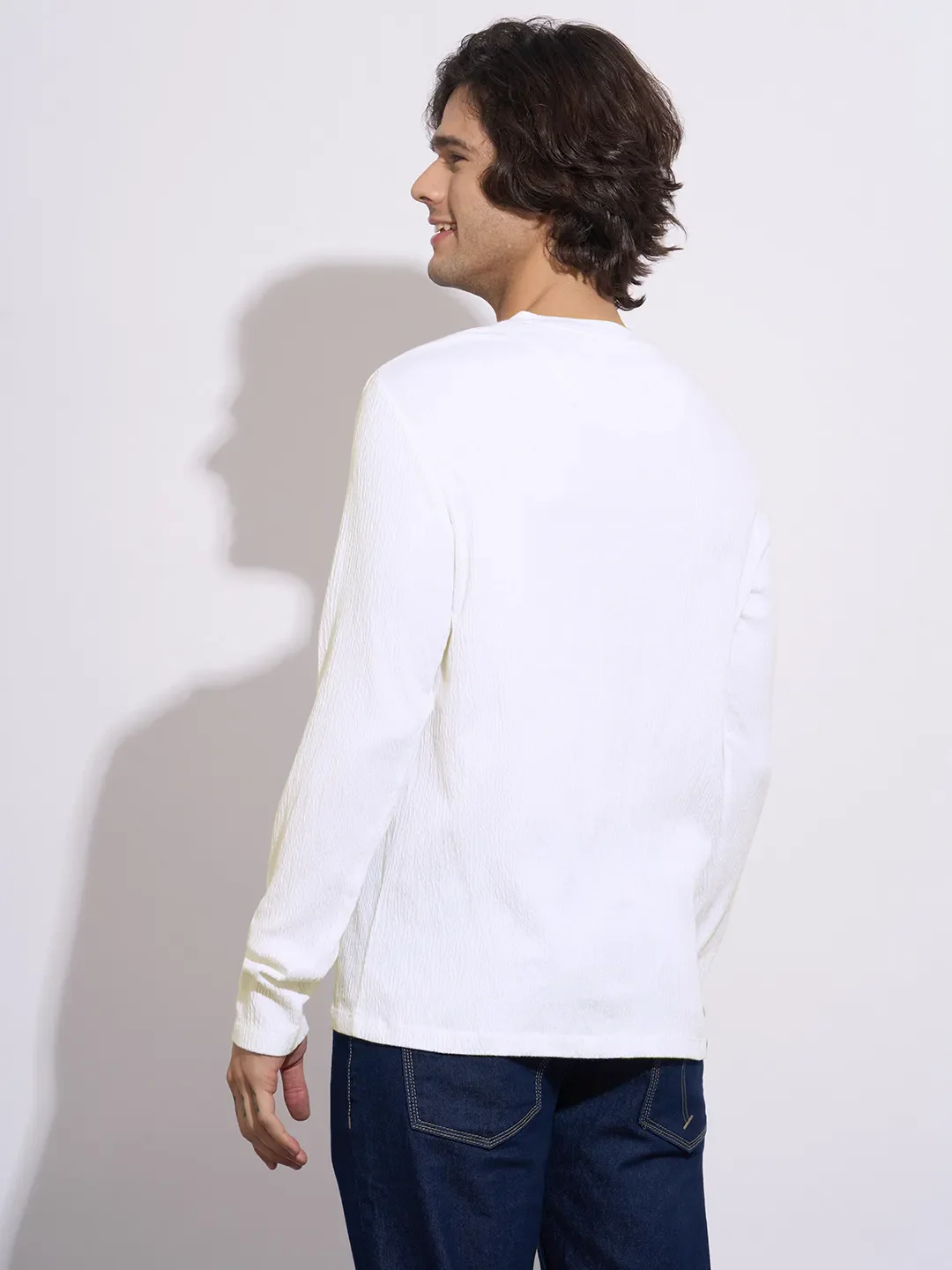White Moderno Fit Men's Long Sleeves T-Shirt by Being Human Clothing - Image 3