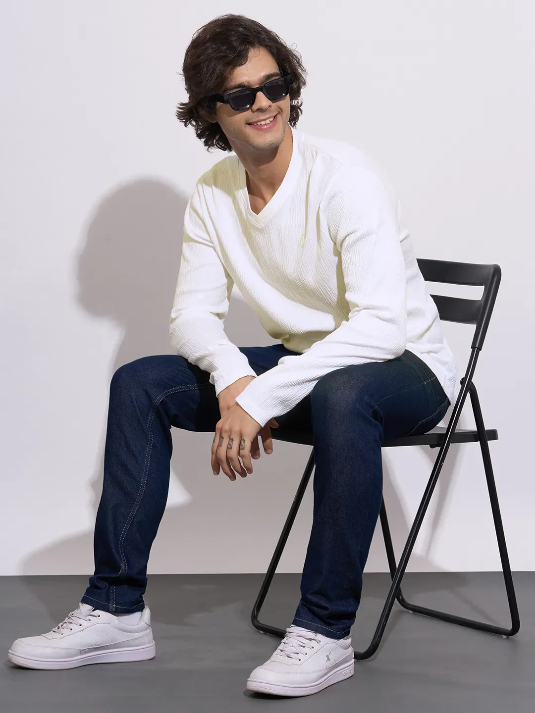White Moderno Fit Men's Long Sleeves T-Shirt by Being Human Clothing - Image 4