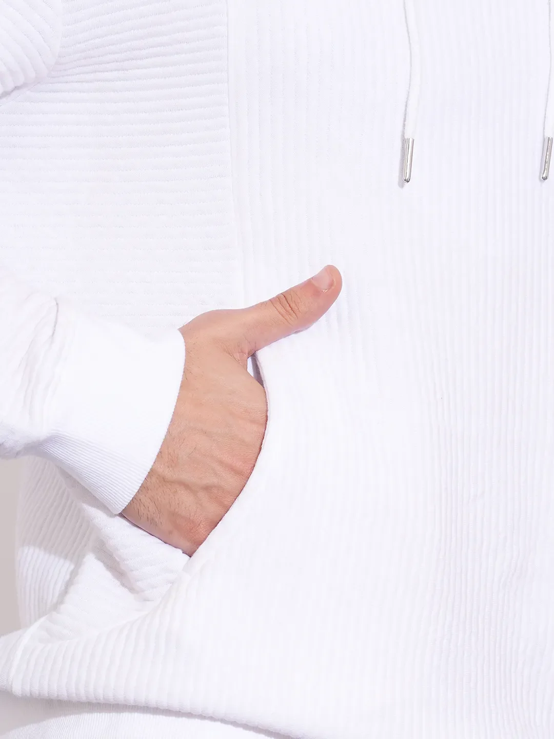 White Easy Fit  Long Sleeves Cotton Men's Hoodie by Being Human Clothing - Image 5