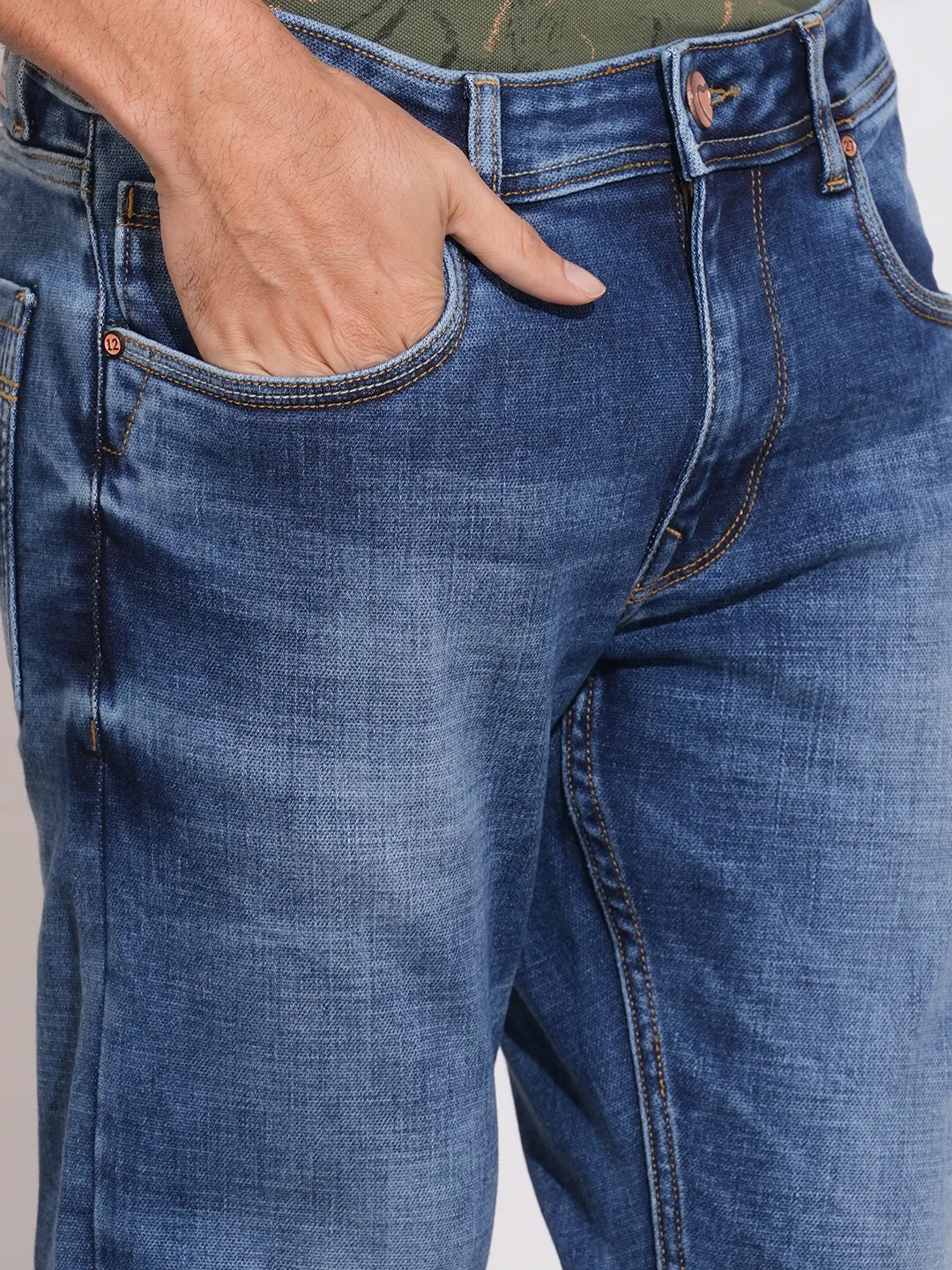 Blue Skinny Fit Denims For Men By Being Human Clothing - Image 5