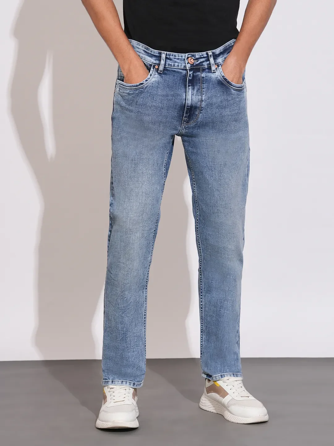 Blue Straight Fit Denims For Men By Being Human Clothing