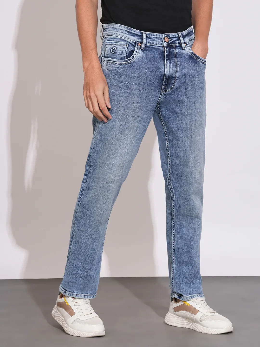 Blue Straight Fit Denims For Men By Being Human Clothing - Image 2