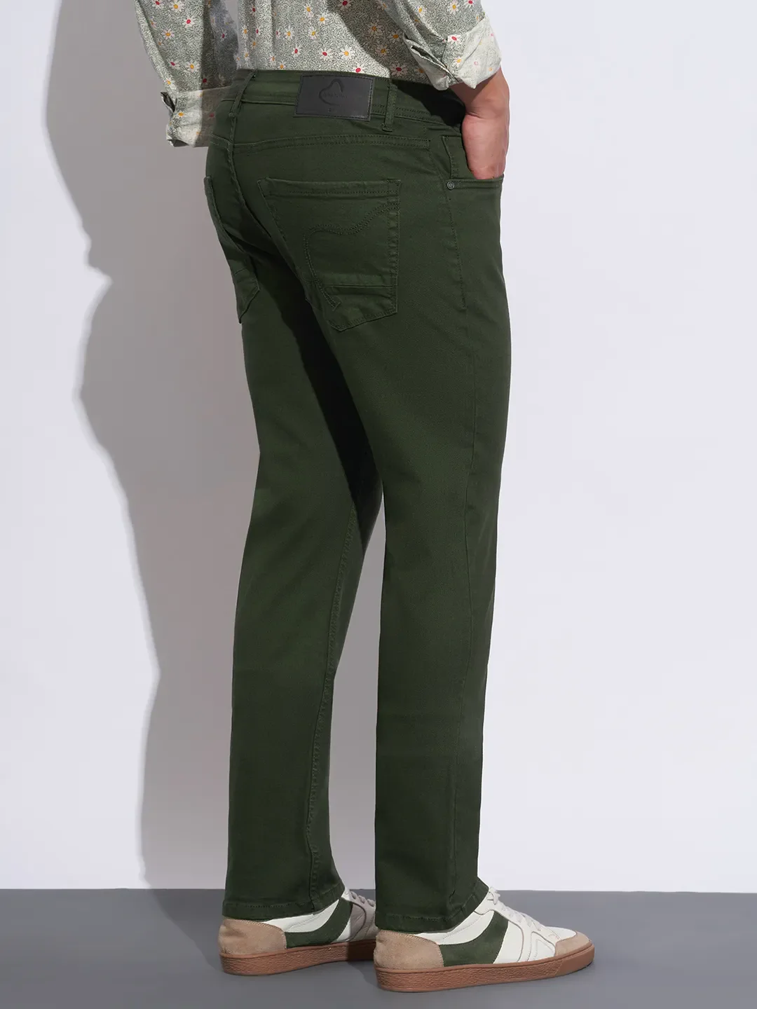 Green Straight Fit Cotton Blend Men's Denims by Being Human Clothing - Image 3