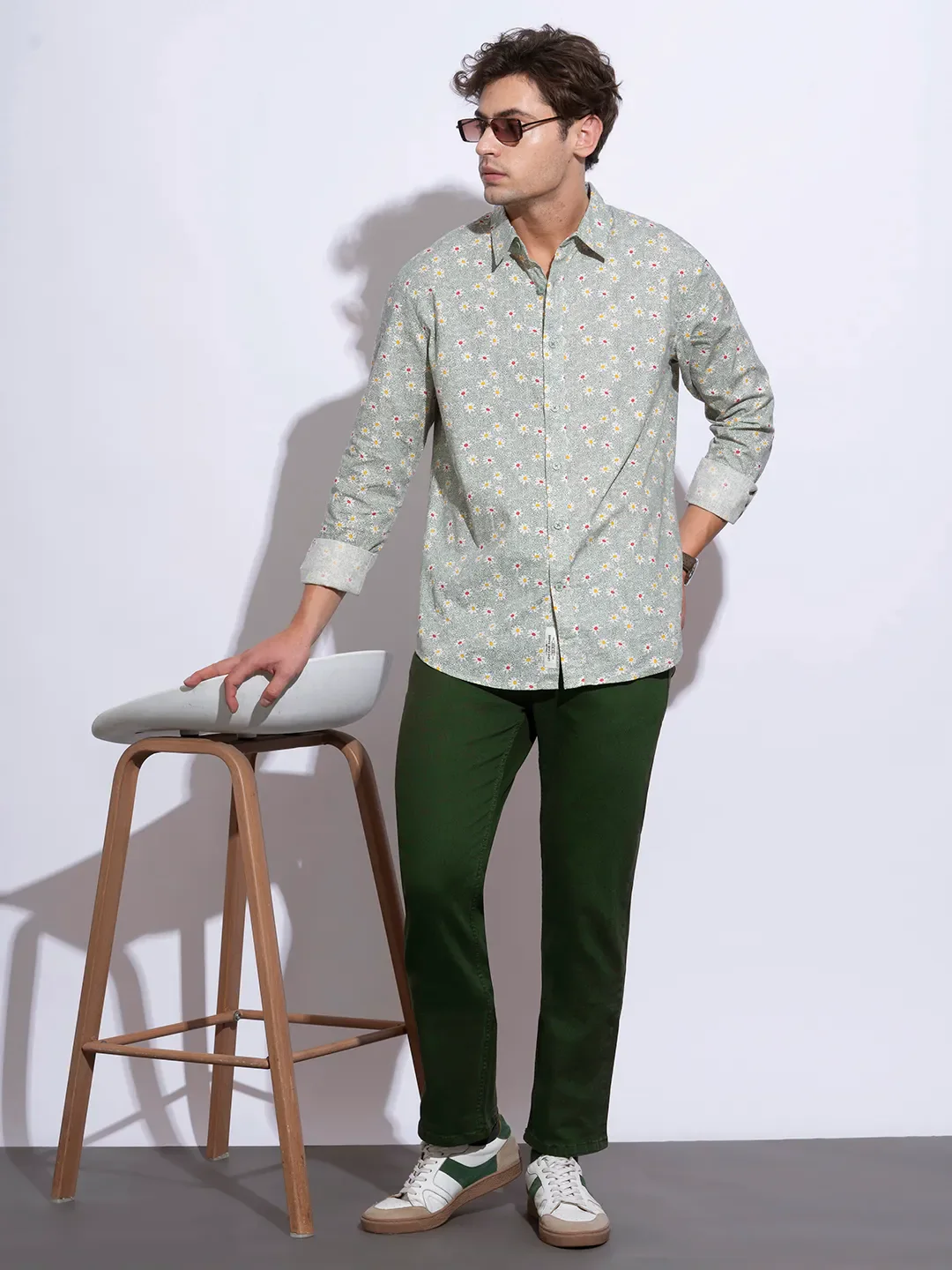 Green Straight Fit Cotton Blend Men's Denims by Being Human Clothing - Image 4