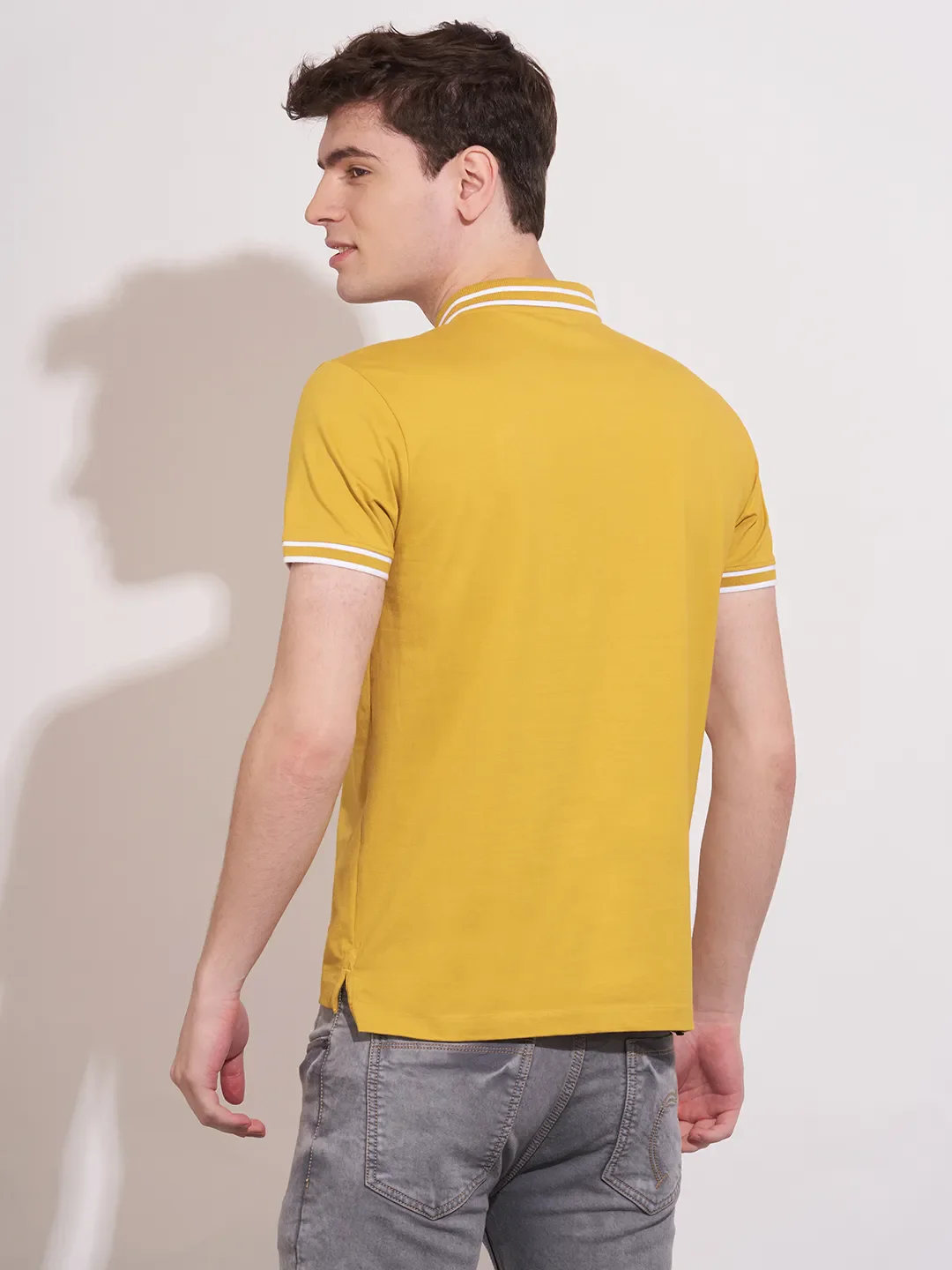 Mustard Regular Fit Men's Polo T-Shirt by Being Human Clothing - Image 3