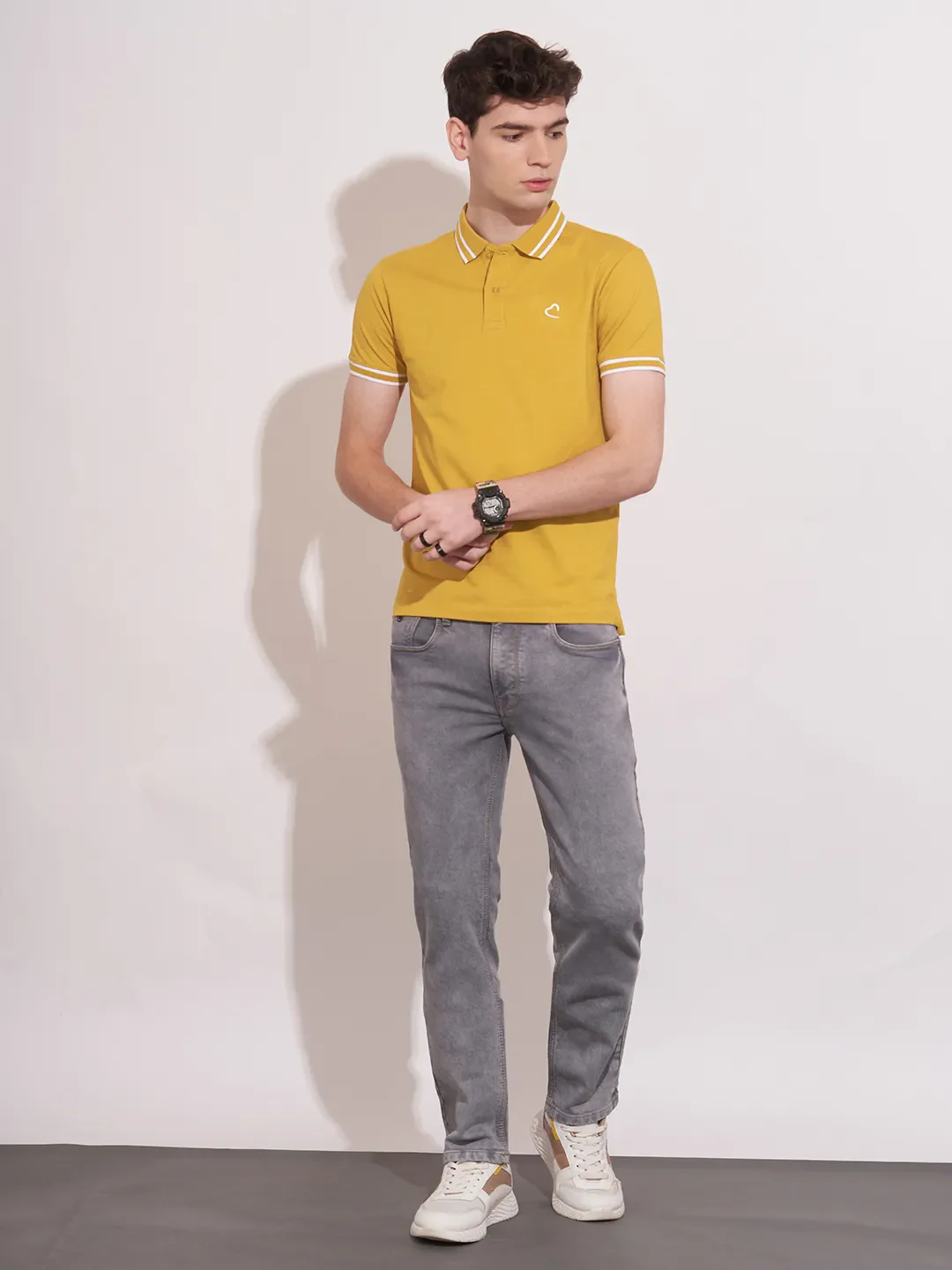 Mustard Regular Fit Men's Polo T-Shirt by Being Human Clothing - Image 4
