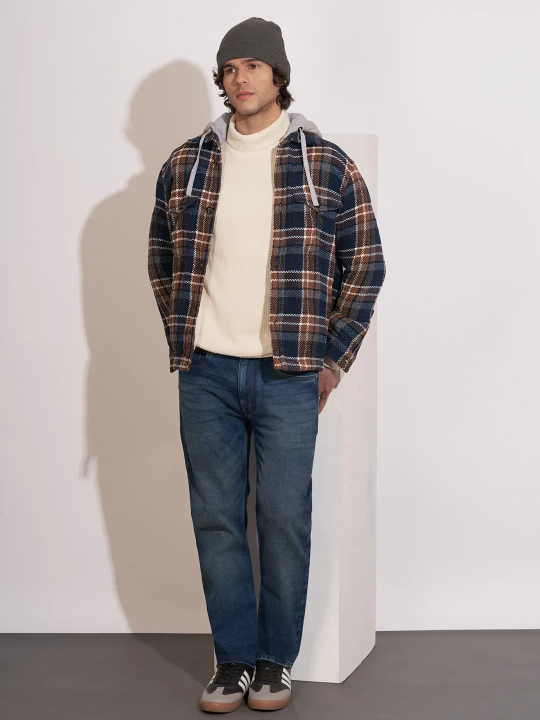Blue Moderno Fit Regular Collar Long Sleeves Men's Shacket by Being Human Clothing - Image 4
