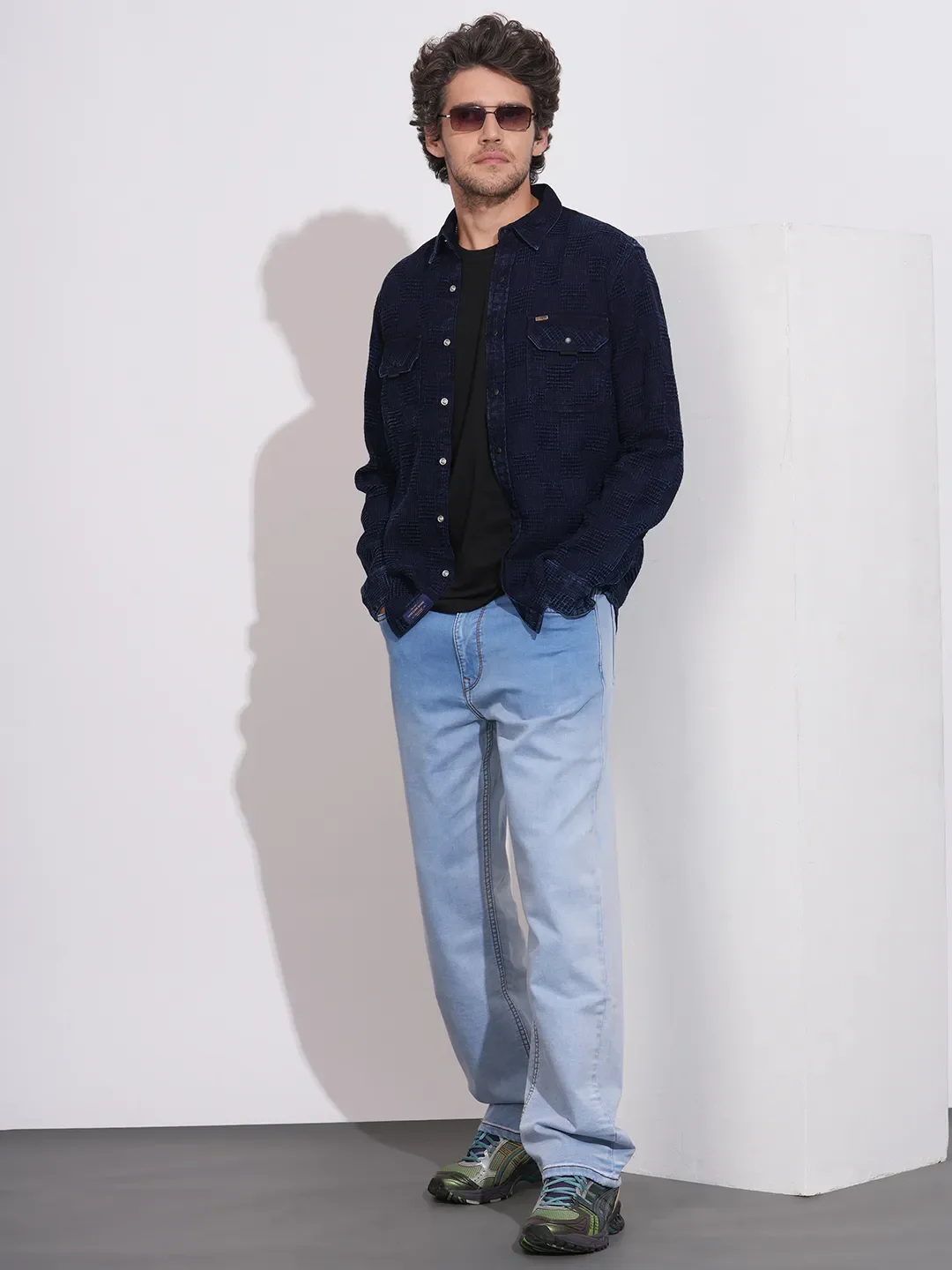 Navy Moderno Fit Regular Collar Men's Shirt by Being Human Clothing - Image 4