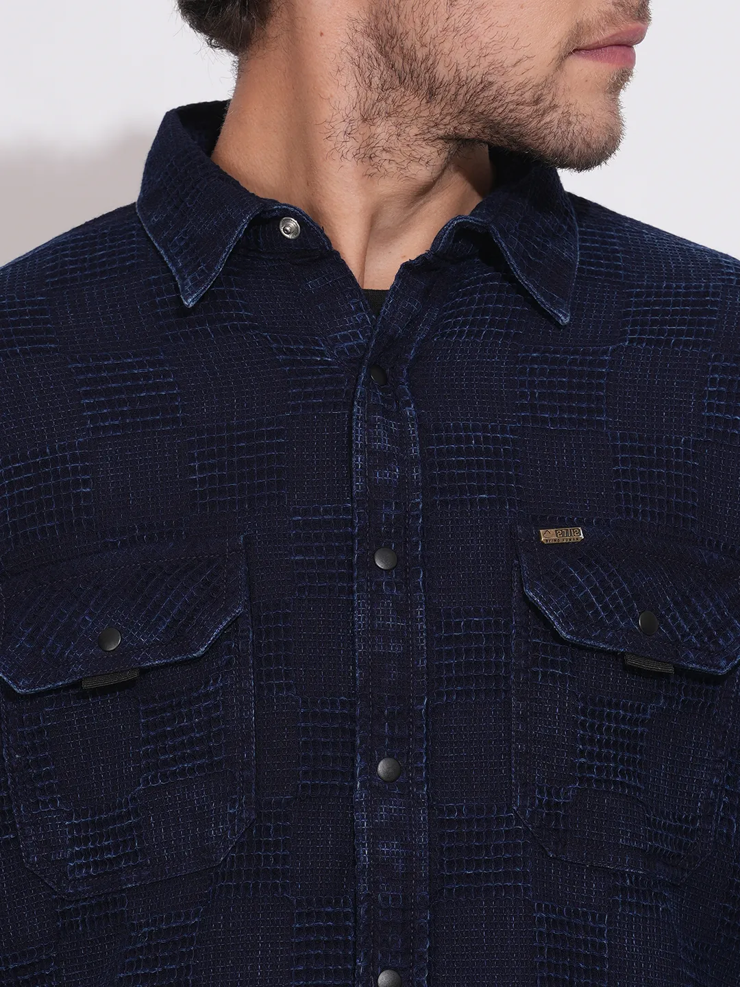 Navy Moderno Fit Regular Collar Men's Shirt by Being Human Clothing - Image 5