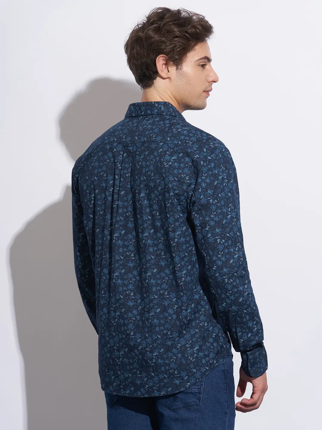 Blue Moderno Fit Regular Collar Long Sleeves Cotton Men's Shirt by Being Human Clothing - Image 3