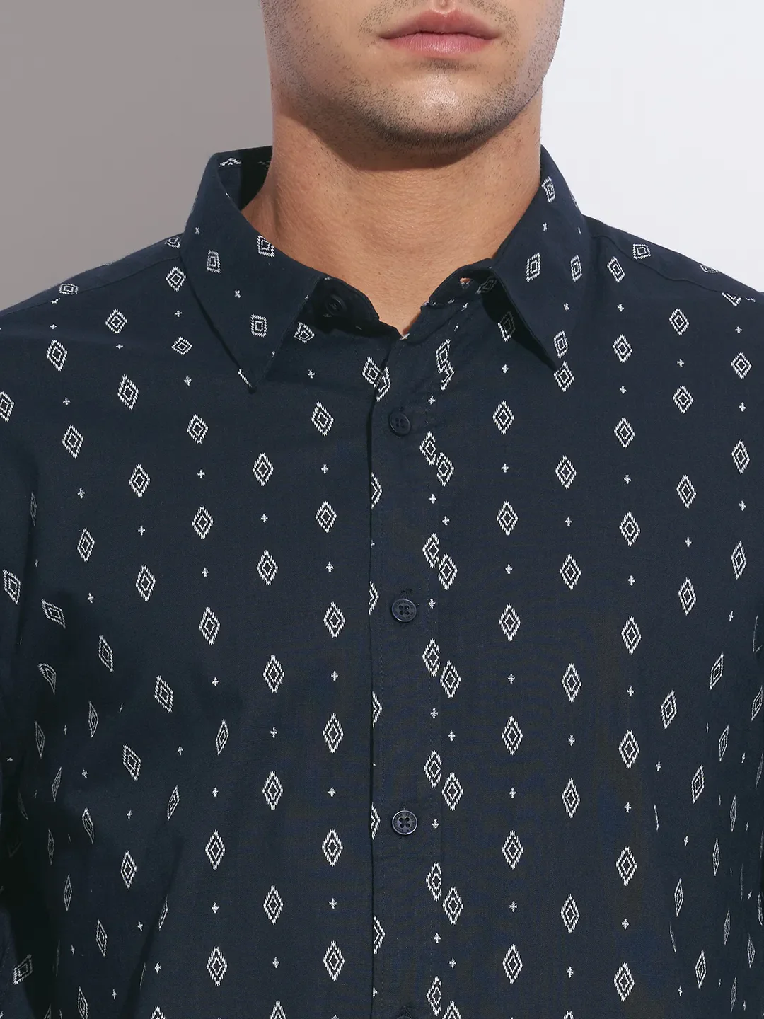 Blue Moderno Fit Regular Collar Long Sleeves Cotton Men's Shirt by Being Human Clothing - Image 5