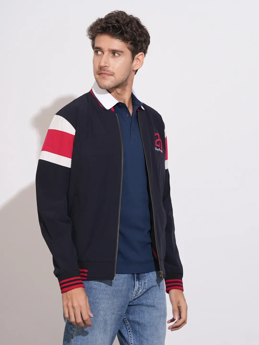 Blue Regular Fit Long Sleeves Polyester Men's Jacket by Being Human Clothing - Image 2