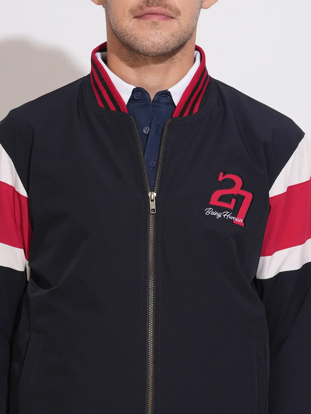 Blue Regular Fit Long Sleeves Polyester Men's Jacket by Being Human Clothing - Image 5