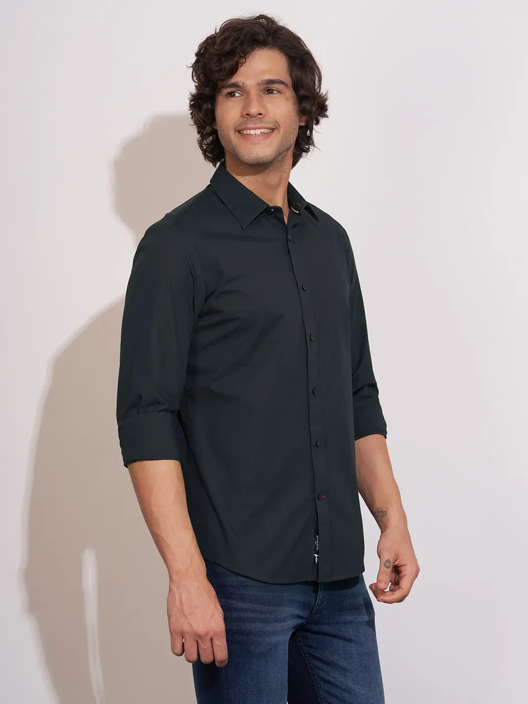 Blue Moderno Fit Regular Collar Long Sleeves Cotton Blend Men's Shirt by Being Human Clothing - Image 2