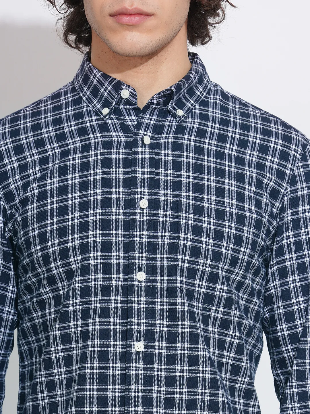 Navy Regular Fit Regular Collar Men's Shirt by Being Human Clothing - Image 5