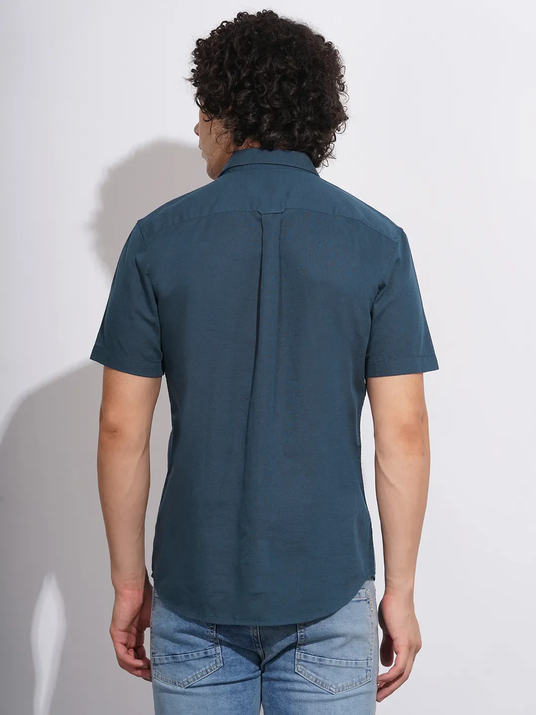 Navy Regular Fit Regular Collar Men's Shirt by Being Human Clothing - Image 3
