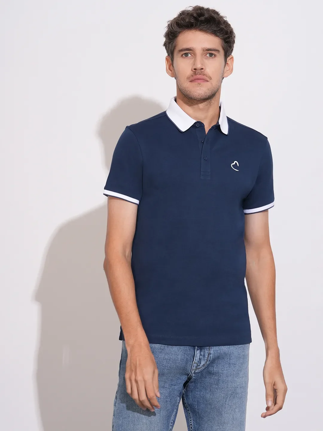 Navy Regular Fit Men's Polo T-Shirt by Being Human Clothing