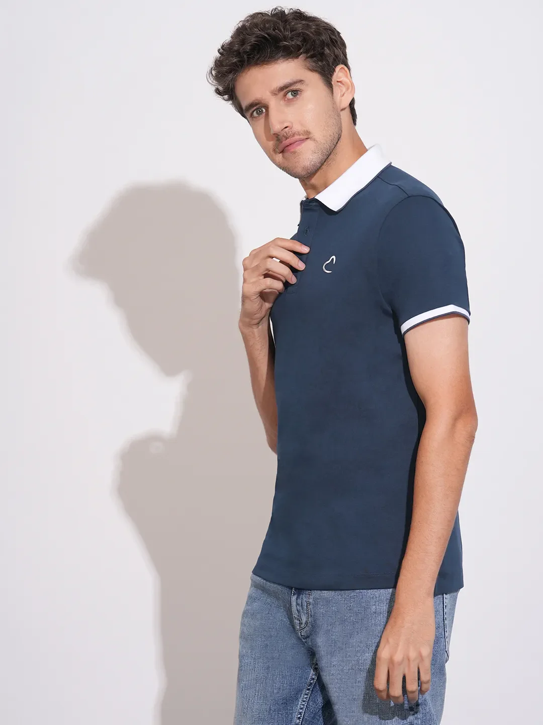 Navy Regular Fit Men's Polo T-Shirt by Being Human Clothing - Image 2