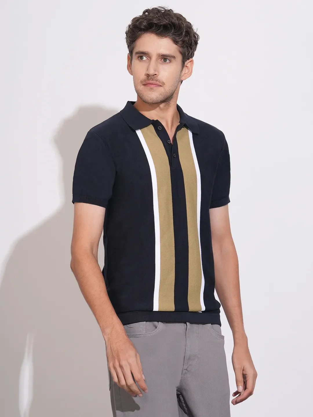 Navy Regular Fit Men's Polo T-Shirt by Being Human Clothing - Image 2