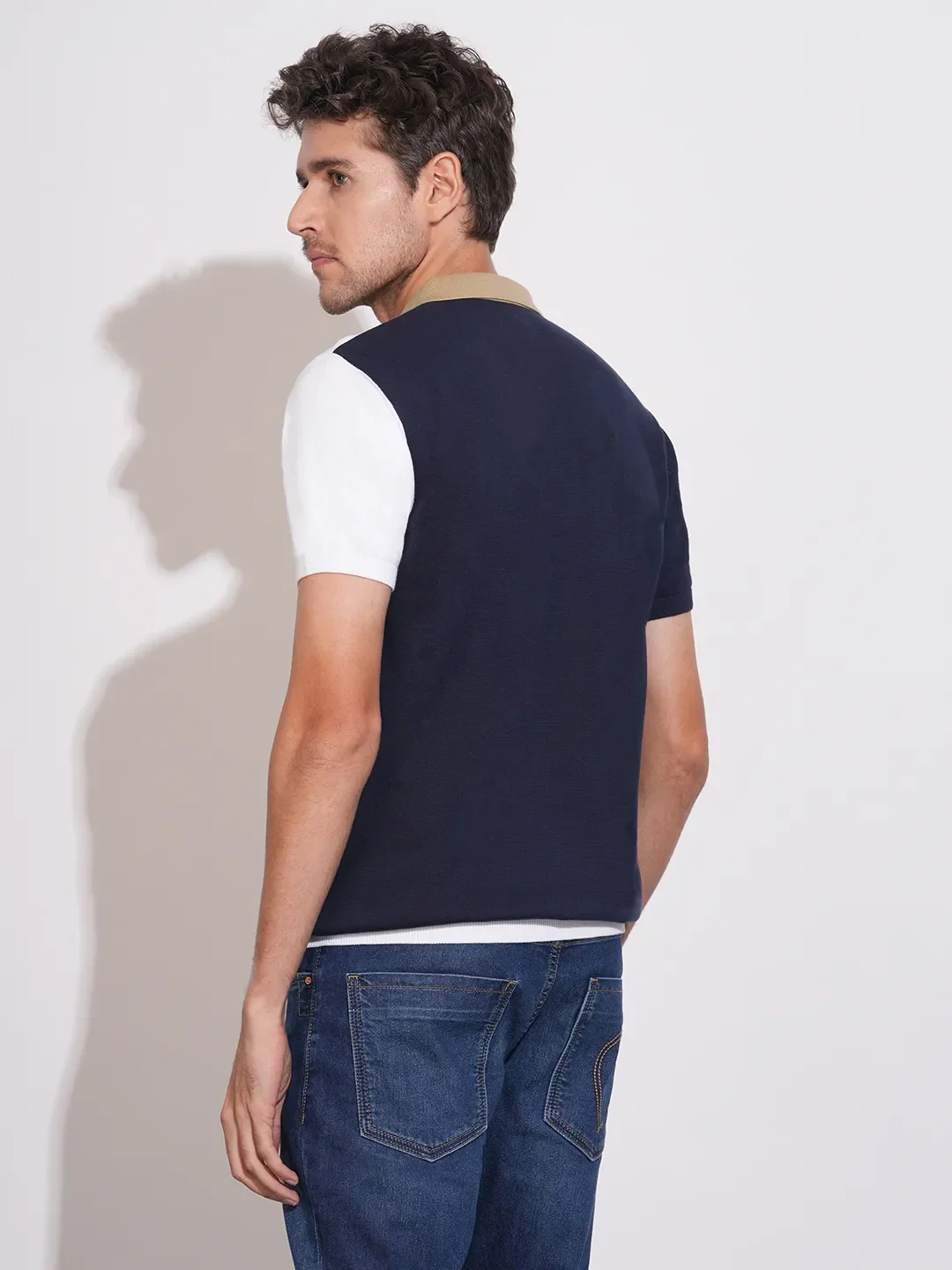 Navy Regular Fit Men's Polo T-Shirt by Being Human Clothing - Image 2