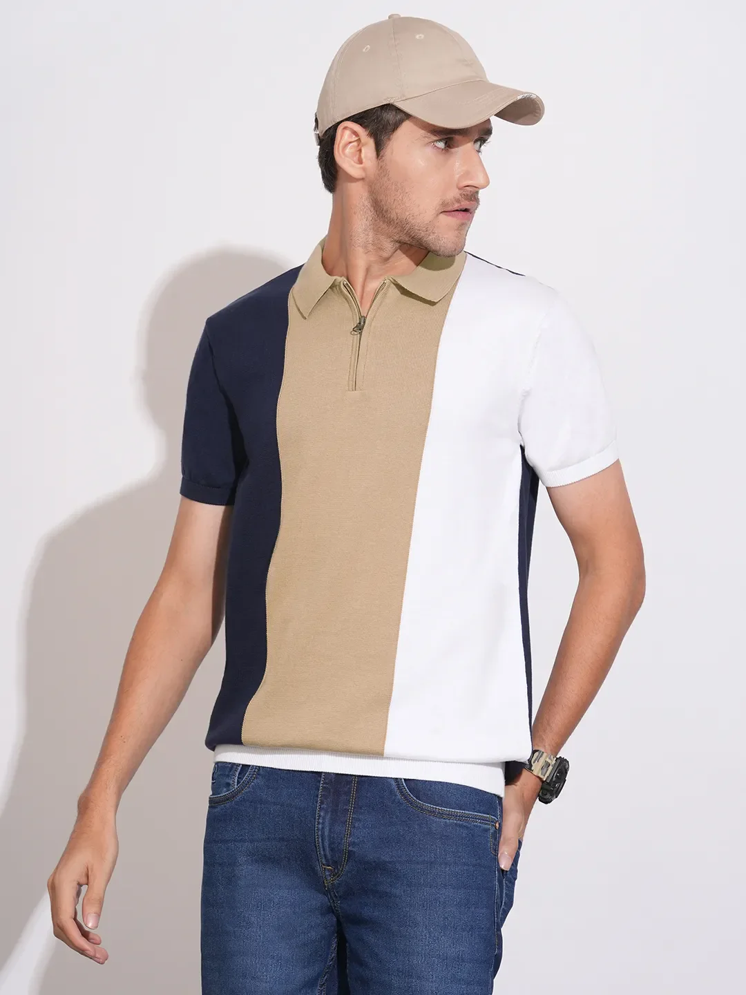 Navy Regular Fit Men's Polo T-Shirt by Being Human Clothing - Image 5