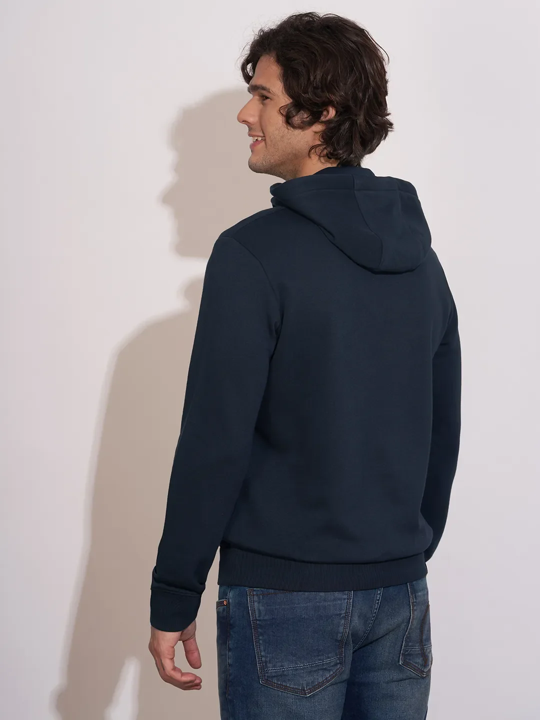 Navy Regular Fit Men's Hoodie by Being Human Clothing - Image 3