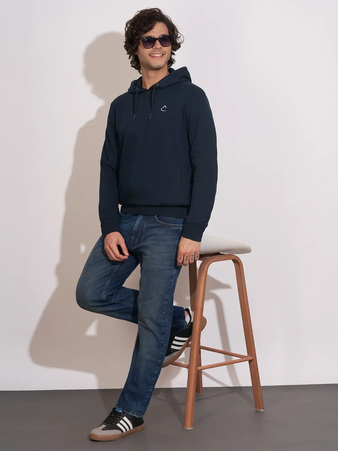 Navy Regular Fit Men's Hoodie by Being Human Clothing - Image 4