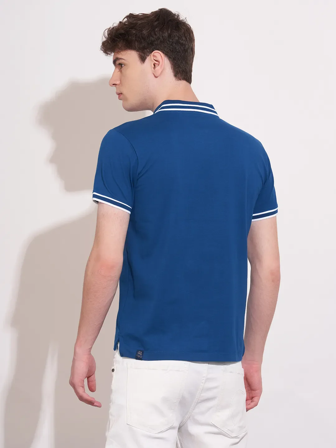 Navy Regular Fit Men's Polo T-Shirt by Being Human Clothing - Image 3