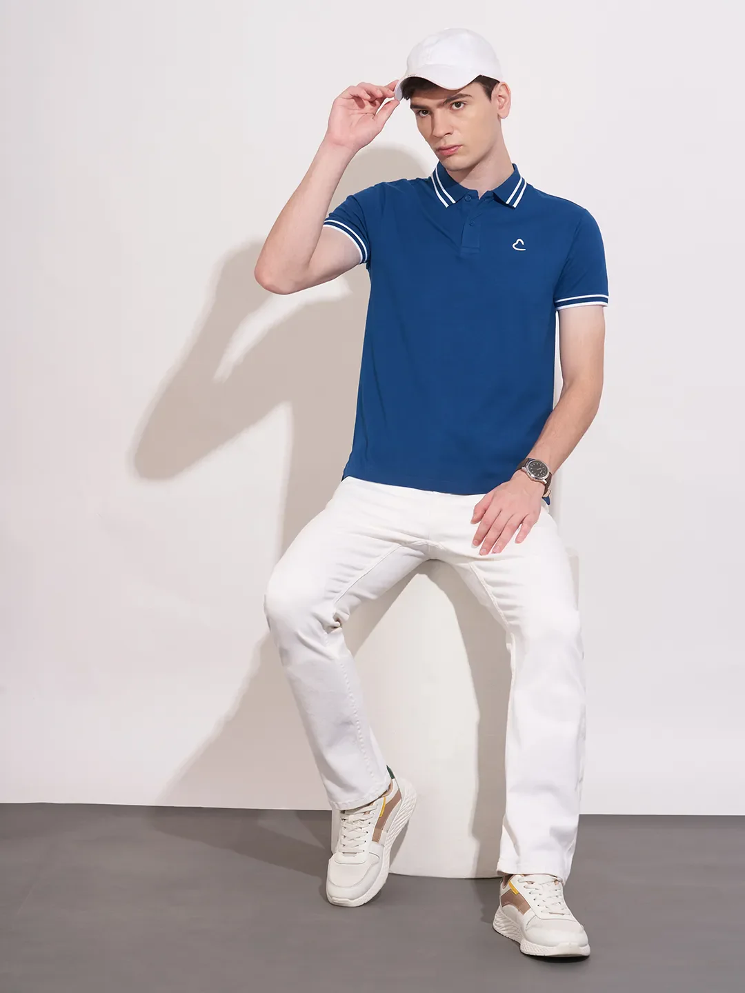 Navy Regular Fit Men's Polo T-Shirt by Being Human Clothing - Image 4