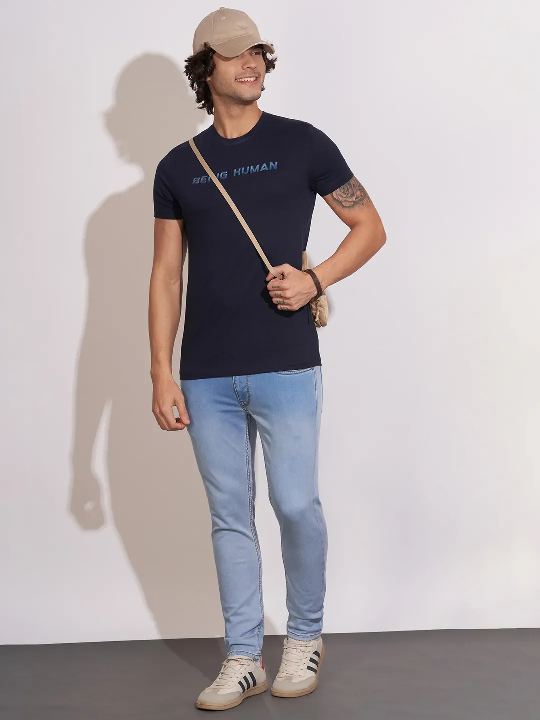 Navy Moderno Fit Round Neck Men's T-Shirt by Being Human Clothing - Image 4